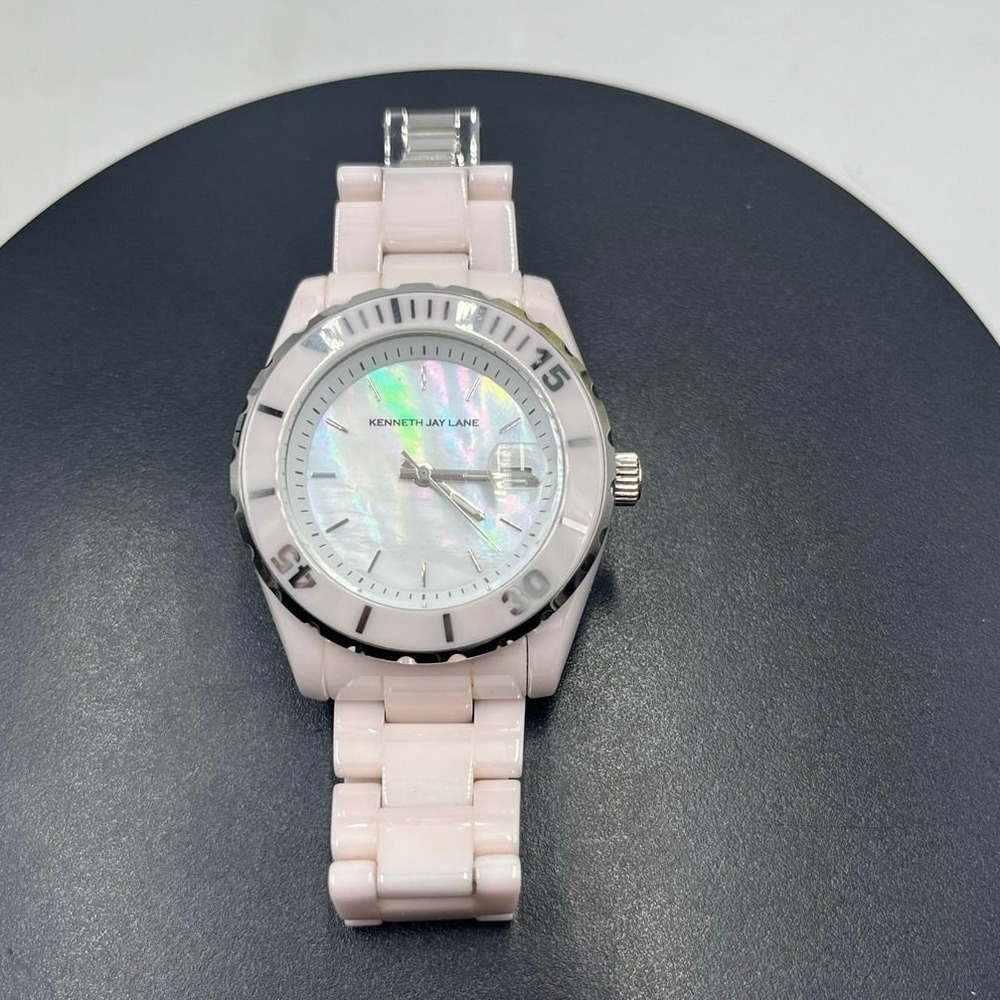 Kenneth Jay lane KJL Vintage Pale‎ Pink Ceramic 3000 series Womens Wrist Watch